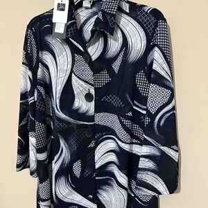 Joseph Ribkoff Abstract Print Jacket Sz S NWT Navy White Statement
